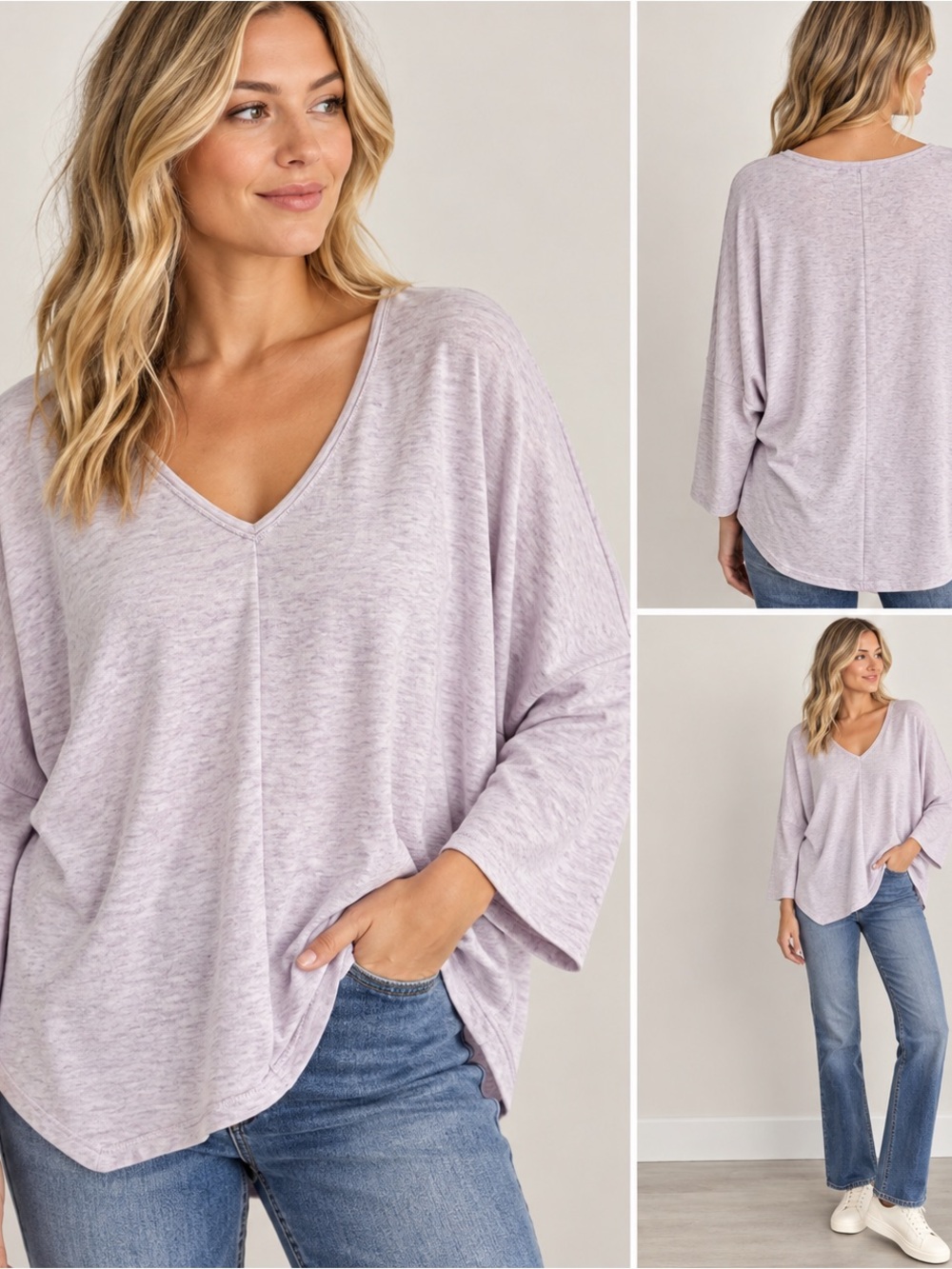 White House Black Market Heather Vervain Dolman V-Neck Top Size S